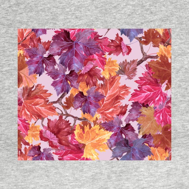 Vineyard Autumn leaf watercolour pattern by LeanneTalbot